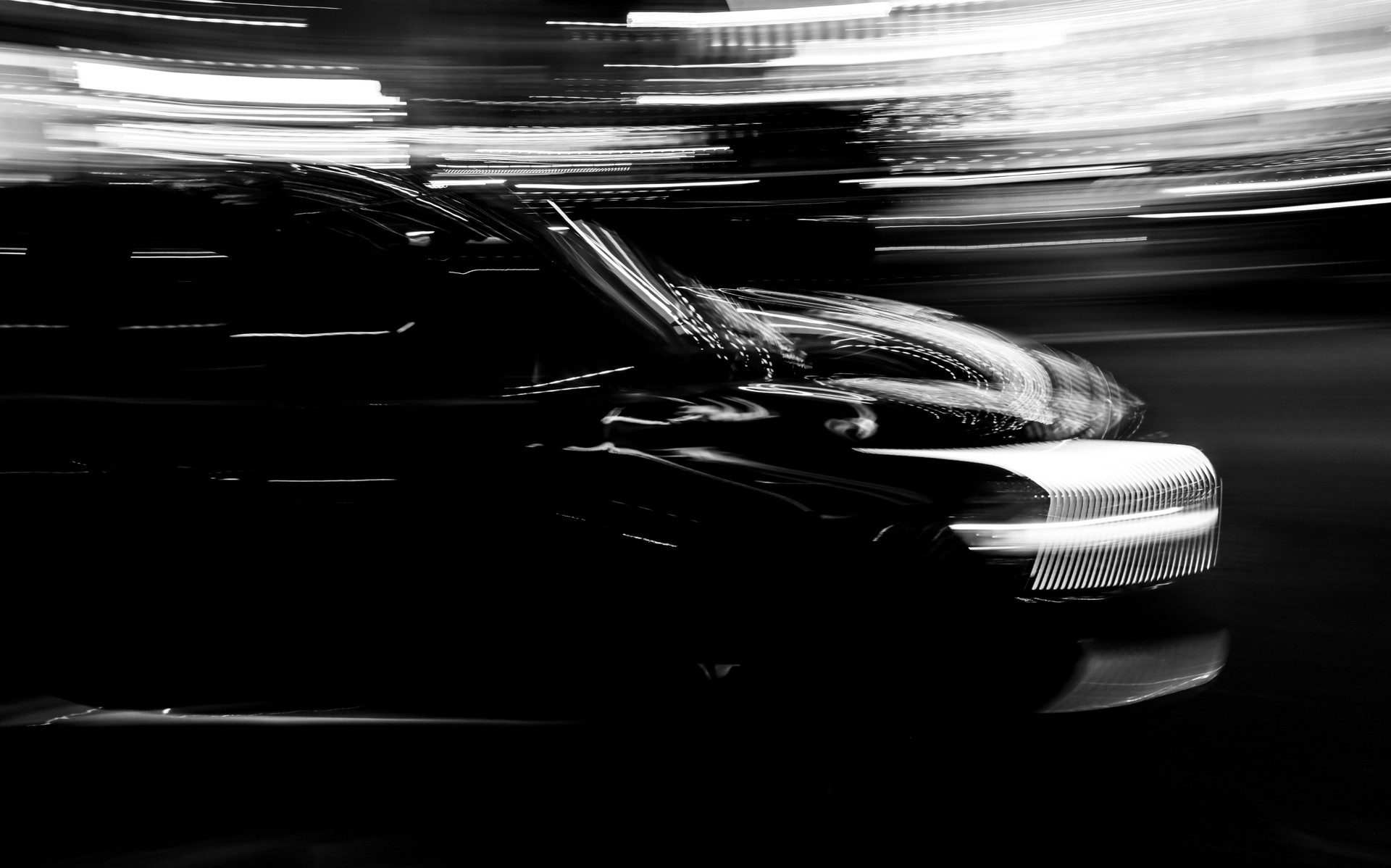 Night car traffic in Toronto. Image captured with a monochrome sensor. Lots of detail.